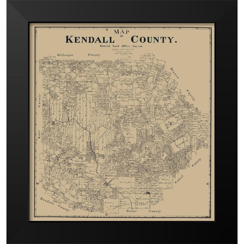 Kendall County Texas - Giles 1899 Black Modern Wood Framed Art Print by Giles