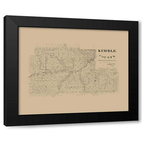 Kimble County Texas - McGaughey 1892 Black Modern Wood Framed Art Print with Double Matting by McGaughey