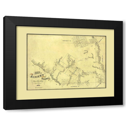 Kinney County Texas - Blau 1876 Black Modern Wood Framed Art Print by Blau