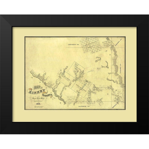 Kinney County Texas - Blau 1876 Black Modern Wood Framed Art Print by Blau