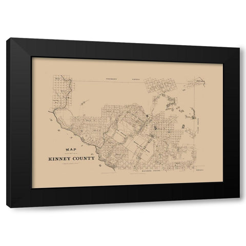 Kinney County Texas -1879 Black Modern Wood Framed Art Print with Double Matting by Unknown