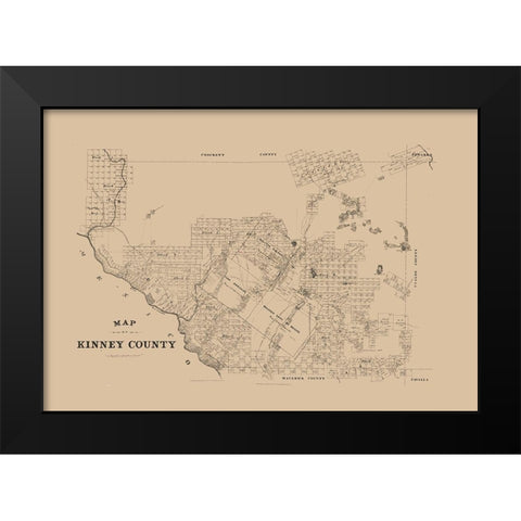 Kinney County Texas -1879 Black Modern Wood Framed Art Print by Unknown