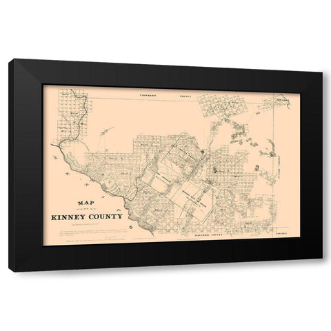 Kinney County Texas - Walsh 1879 Black Modern Wood Framed Art Print with Double Matting by Walsh