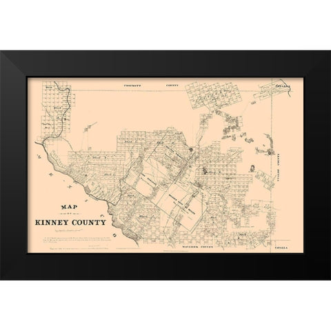 Kinney County Texas - Walsh 1879 Black Modern Wood Framed Art Print by Walsh