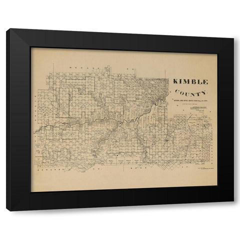 Kimble County Texas - McGaughey 1892 Black Modern Wood Framed Art Print with Double Matting by McGaughey