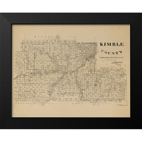 Kimble County Texas - McGaughey 1892 Black Modern Wood Framed Art Print by McGaughey