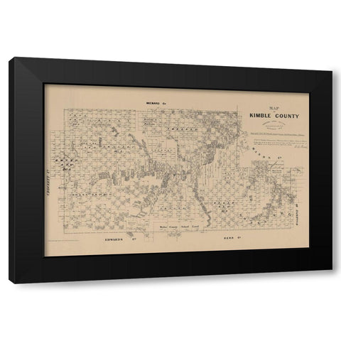 Kimble County Texas - Walsh 1879 Black Modern Wood Framed Art Print by Walsh