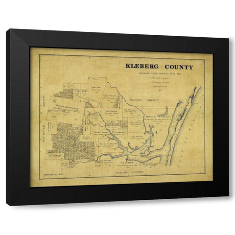 Kleberg County Texas - McDonald 1913 Black Modern Wood Framed Art Print by McDonald