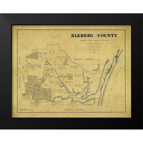Kleberg County Texas - McDonald 1913 Black Modern Wood Framed Art Print by McDonald