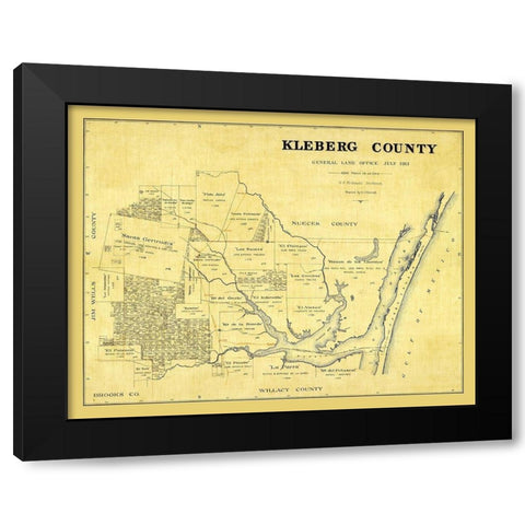 Kleberg County Texas - McDonald 1913 Black Modern Wood Framed Art Print by McDonald