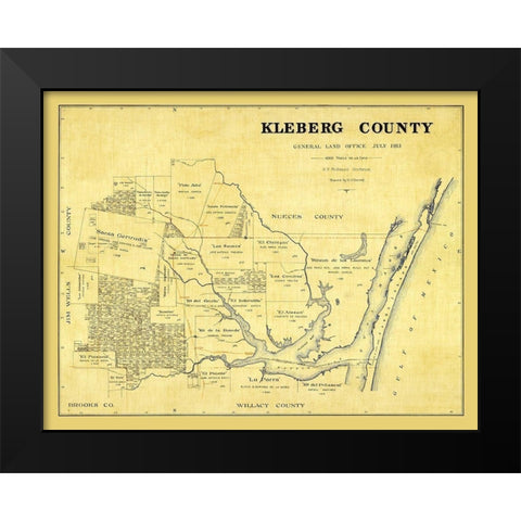 Kleberg County Texas - McDonald 1913 Black Modern Wood Framed Art Print by McDonald