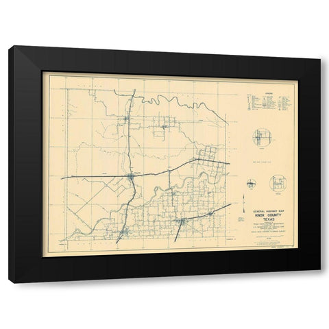 Knox Texas Highway - Highway Dept 1936 Black Modern Wood Framed Art Print by Highway Dept