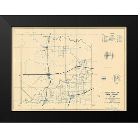 Knox Texas Highway - Highway Dept 1936 Black Modern Wood Framed Art Print by Highway Dept