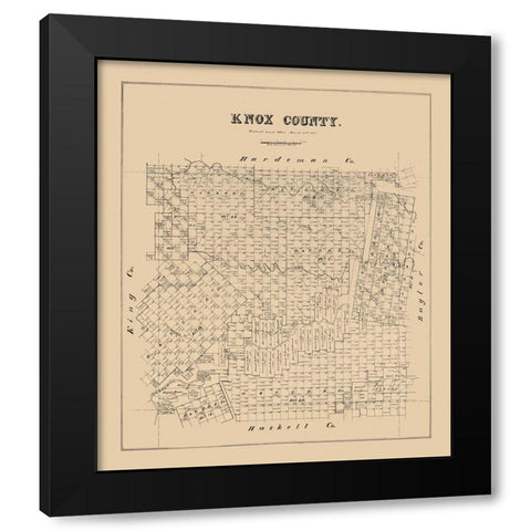 Knox County Texas -1880 Black Modern Wood Framed Art Print with Double Matting by Unknown