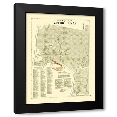 Laredo Texas - Alamo Blue Print 1930 Black Modern Wood Framed Art Print with Double Matting by Alamo Blue Print