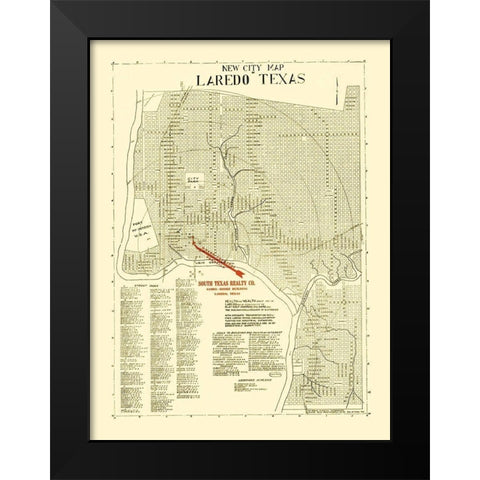 Laredo Texas - Alamo Blue Print 1930 Black Modern Wood Framed Art Print by Alamo Blue Print