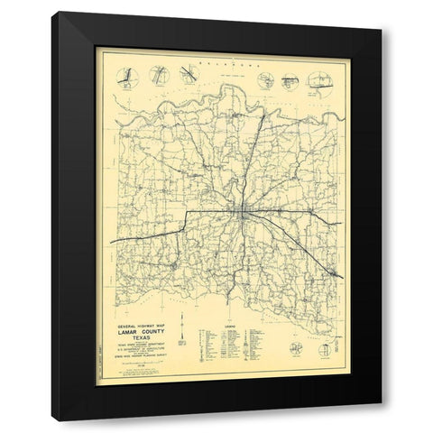 Lamar Texas Highway - Highway Dept 1936 Black Modern Wood Framed Art Print by Highway Dept