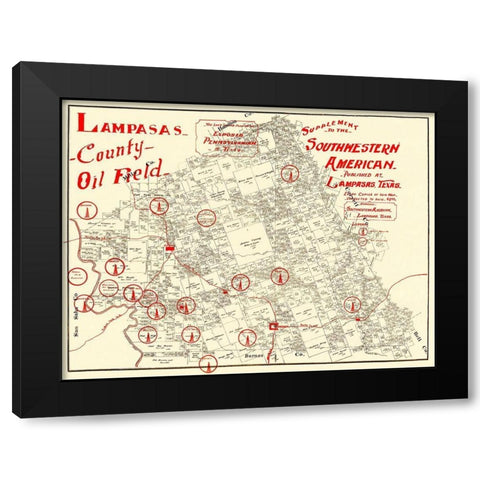 Lampasas County Oil Field Texas - 1920 Black Modern Wood Framed Art Print with Double Matting by Unknown