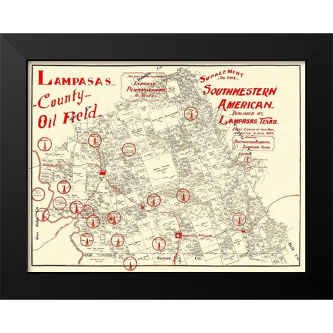 Lampasas County Oil Field Texas - 1920 Black Modern Wood Framed Art Print by Unknown