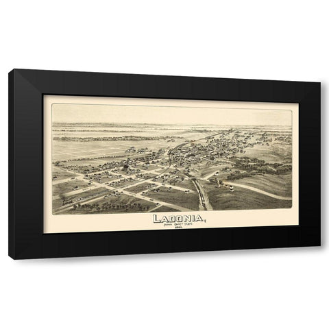 Ladonia Texas - Fowler 1891 Black Modern Wood Framed Art Print with Double Matting by Fowler