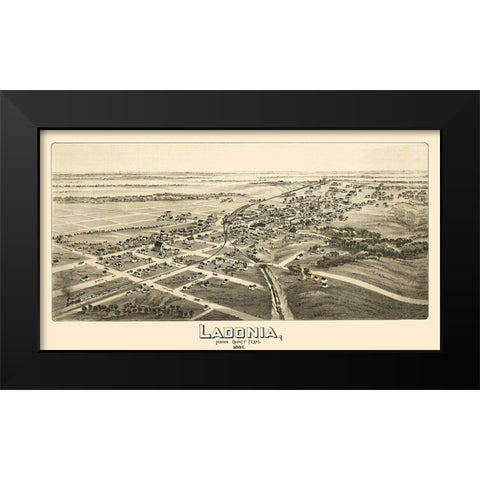 Ladonia Texas - Fowler 1891 Black Modern Wood Framed Art Print by Fowler