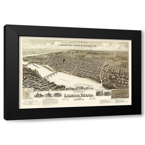 Laredo Texas - American Pub Co 1892 Black Modern Wood Framed Art Print by American Pub Co