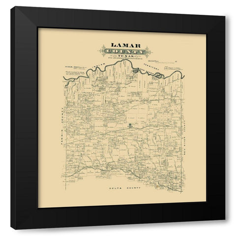 Lamar County Texas -1870 Black Modern Wood Framed Art Print with Double Matting by Unknown