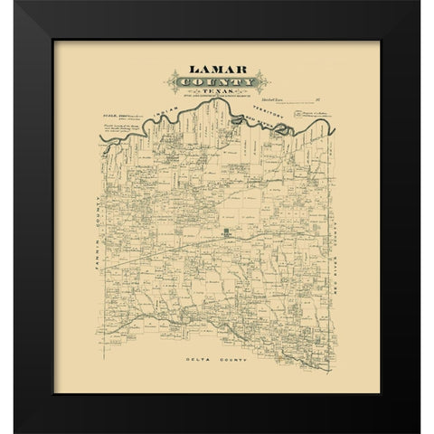 Lamar County Texas -1870 Black Modern Wood Framed Art Print by Unknown