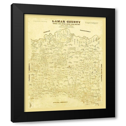 Lamar County Texas - Lucas 1873 Black Modern Wood Framed Art Print by Lucas