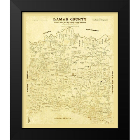 Lamar County Texas - Lucas 1873 Black Modern Wood Framed Art Print by Lucas