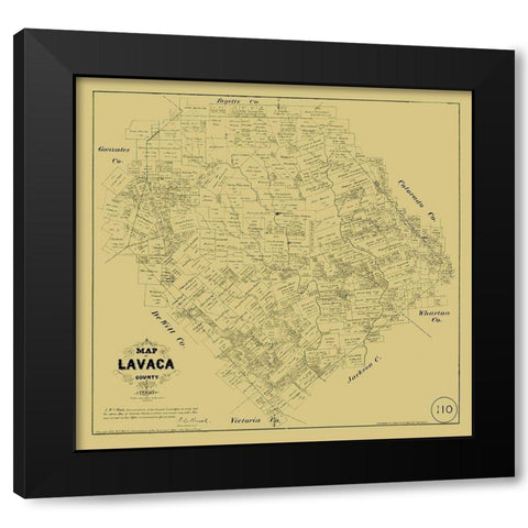 Lavaca County Texas - Walsh 1879 Black Modern Wood Framed Art Print with Double Matting by Walsh