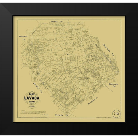Lavaca County Texas - Walsh 1879 Black Modern Wood Framed Art Print by Walsh