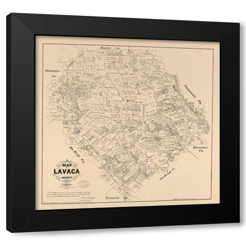 Lavaca County Texas - Walsh 1879 Black Modern Wood Framed Art Print with Double Matting by Walsh