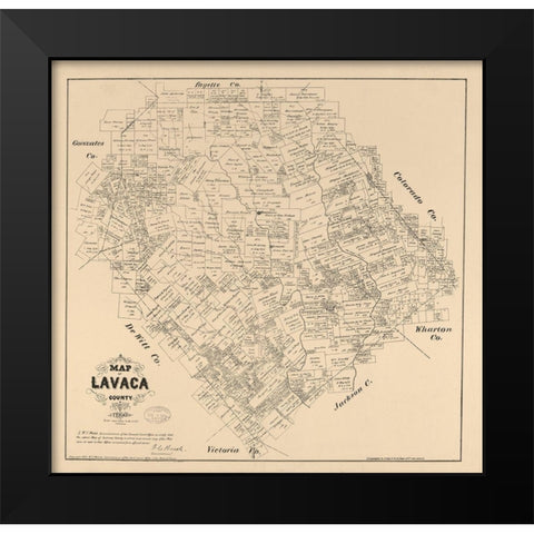 Lavaca County Texas - Walsh 1879 Black Modern Wood Framed Art Print by Walsh