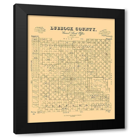 Lubbock County Texas - McGaughey 1892 Black Modern Wood Framed Art Print with Double Matting by McGaughey