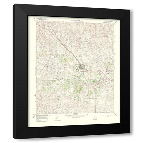 Lefors Texas Quad - USGS 1969 Black Modern Wood Framed Art Print with Double Matting by USGS