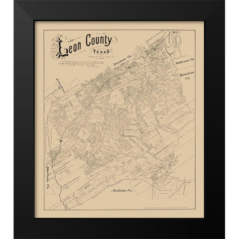 Leon County Texas - Walsh 1879 Black Modern Wood Framed Art Print by Walsh