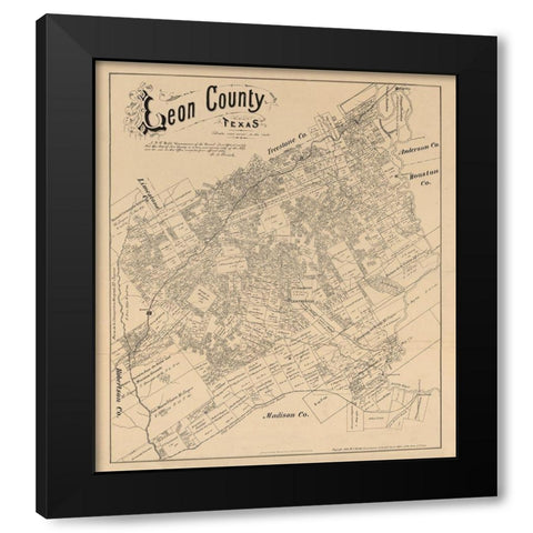 Leon County Texas - Walsh 1879 Black Modern Wood Framed Art Print by Walsh