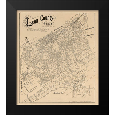 Leon County Texas - Walsh 1879 Black Modern Wood Framed Art Print by Walsh