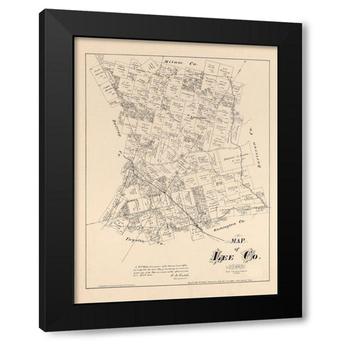 Lee County Texas - Walsh 1879 Black Modern Wood Framed Art Print by Walsh
