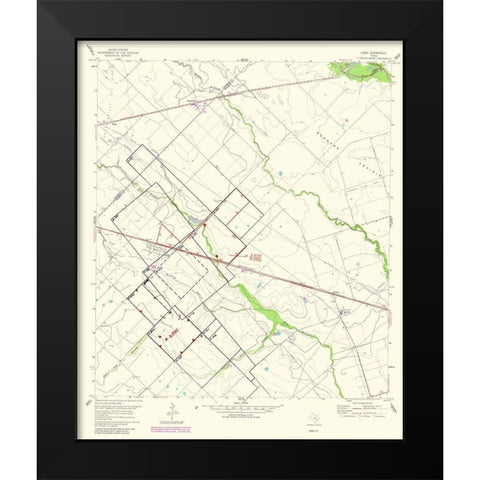 Lissie Texas Quad - USGS 1983 Black Modern Wood Framed Art Print by USGS