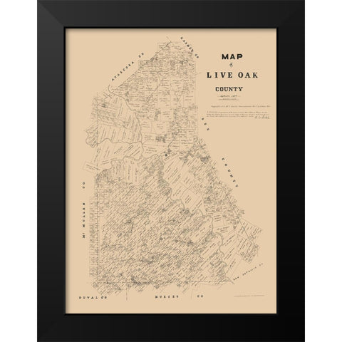 Live Oak County Texas - Walsh 1879 Black Modern Wood Framed Art Print by Walsh