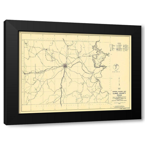 Llano Texas - Highway Dept 1936 Black Modern Wood Framed Art Print with Double Matting by Highway Dept