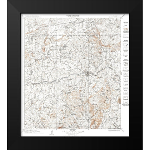 Llano Texas Quad - USGS 1901 Black Modern Wood Framed Art Print by USGS