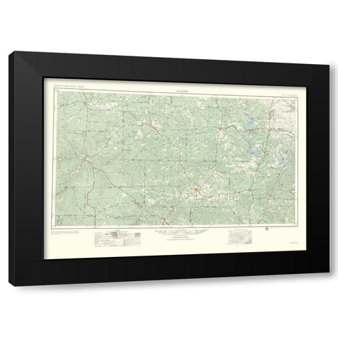 Llano Texas Quad - USGS 1954 Black Modern Wood Framed Art Print with Double Matting by USGS