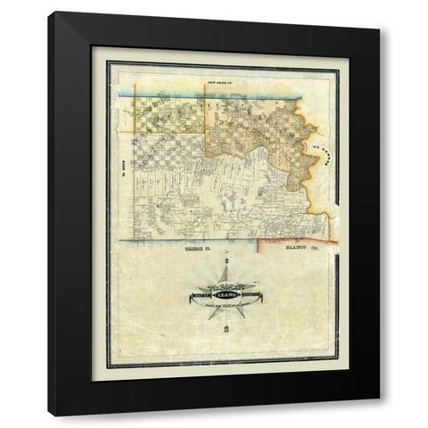 Llano County Texas - Arlitt 1859 Black Modern Wood Framed Art Print by Arlitt