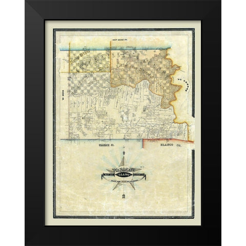 Llano County Texas - Arlitt 1859 Black Modern Wood Framed Art Print by Arlitt