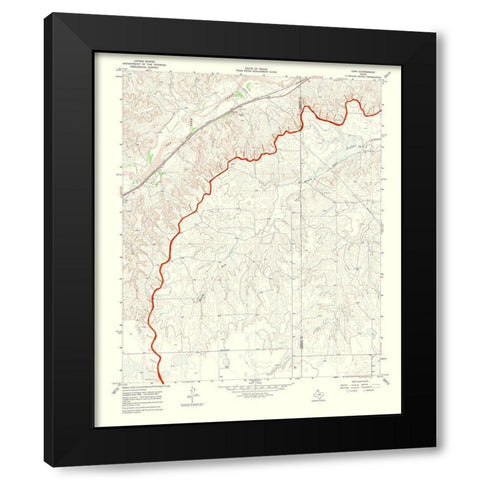 Lora Texas Quad - USGS 1970 Black Modern Wood Framed Art Print with Double Matting by USGS