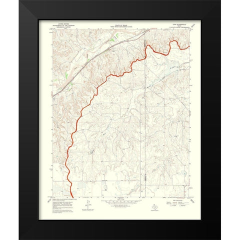 Lora Texas Quad - USGS 1970 Black Modern Wood Framed Art Print by USGS