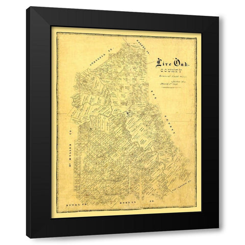 Live Oak County Texas -1879 Black Modern Wood Framed Art Print with Double Matting by Unknown